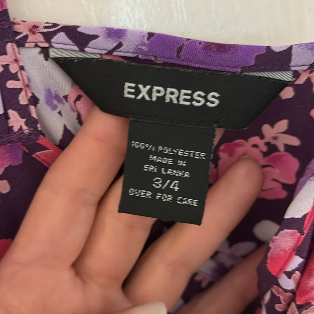 Vintage Express Purple/pink floral strappy sundress with high-low hem.  Sz 3/4 - Picture 7 of 7